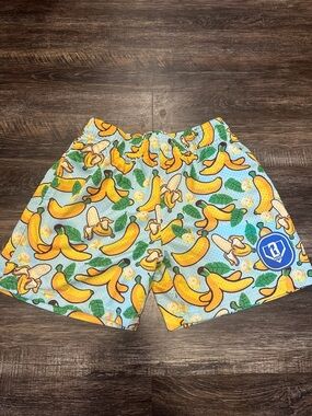Baseball Lifestyle 101 Kids Banana Print Shorts - Yellow Green